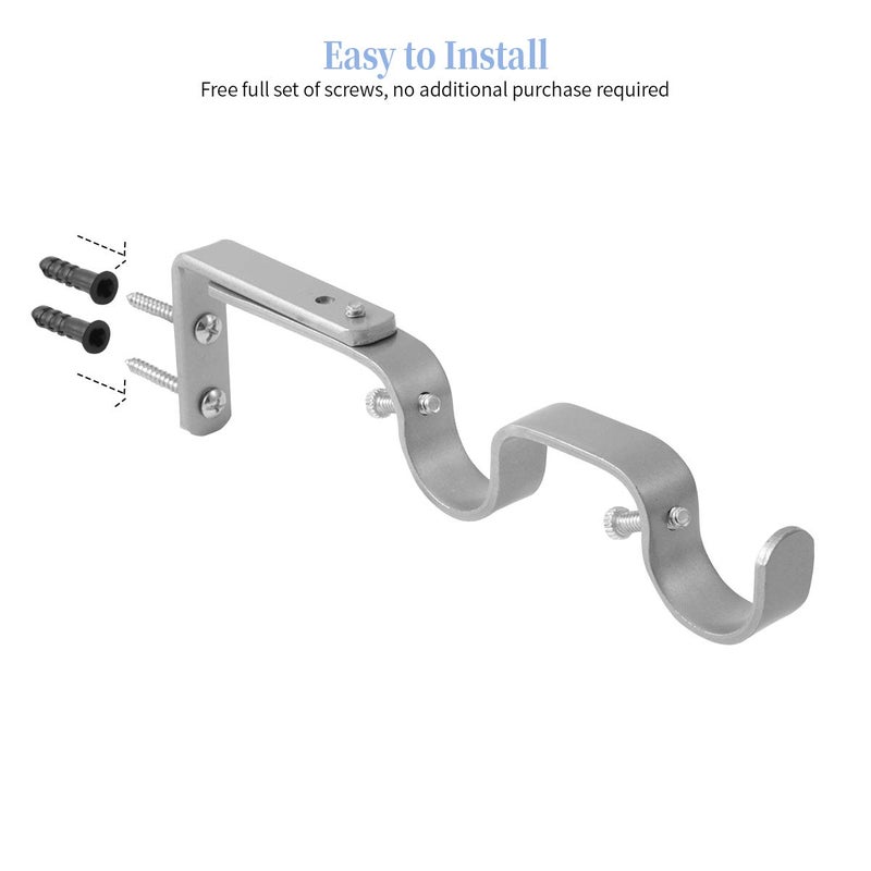 Anndason Heavy Duty Curtain Rod Brackets - Adjustable Double Rod Holders 1 Inch (8 PCS, Silver) - Image 4